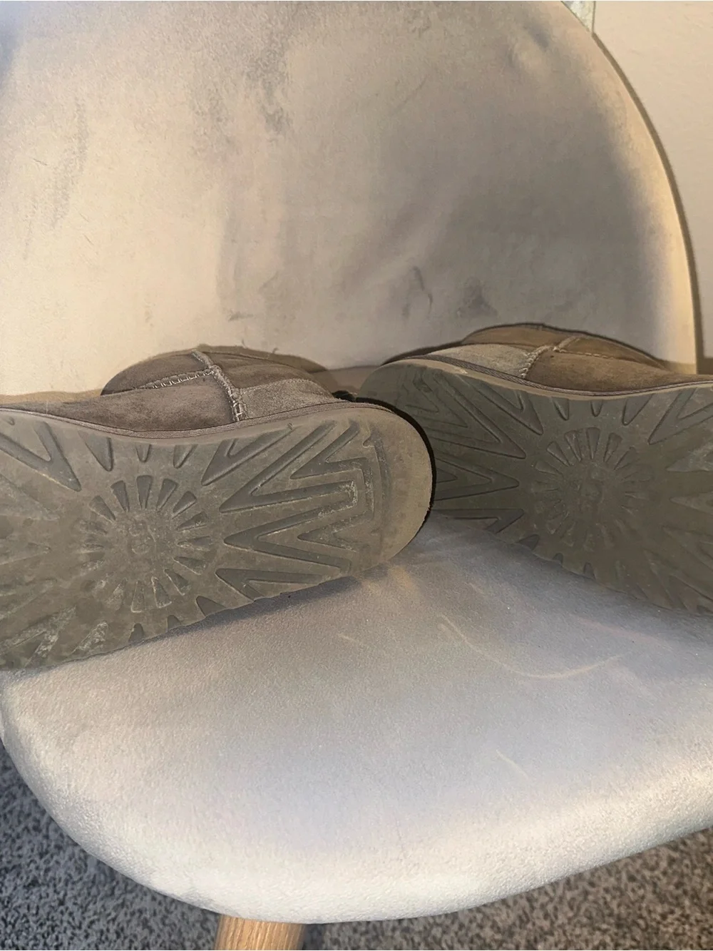 UGG light gray Short Suede Shearling Booties